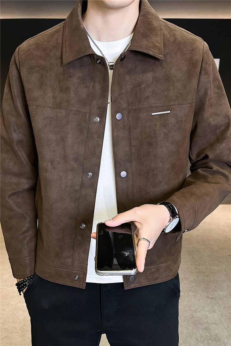 2026新款春季麂皮男士外套潮牌机车皮夹克A313-9975-P145188,男装夹克,电商A313