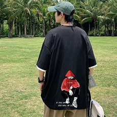 JT55051-P25假两件短袖t恤男大码胖子半袖体恤半截袖港风，男装T恤，电商A040