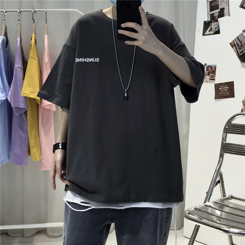 T06常年男士休闲字母印花T恤衫外套圆领半袖五分袖TEE男女中性,男装T恤,星座115A-3