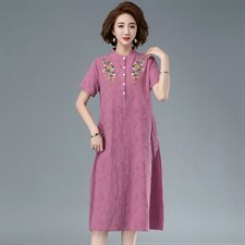 2021年夏季新款时尚气质刺绣图案连衣裙，女装连衣裙，余墨