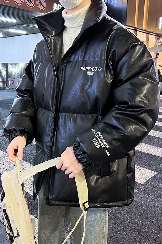 新款立领pu皮印花棉衣男秋冬季加厚面包服外套保暖棉服MY613-P115,男装棉衣,星座505-3