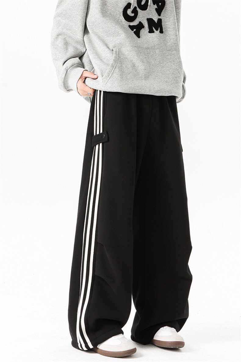 8XL-M奥粒绒加绒休闲裤男三条杠条纹运动裤宽松卫裤K9121P58控78,男装休闲裤,电商D206-1