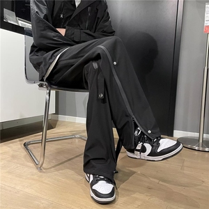 休闲裤男韩版潮流拉链开衩高街帅气2026夏季新款ins长裤K2380-P37图片