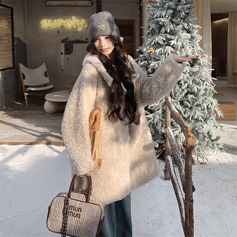 冬装新品连帽羊羔毛外套浙宝208-8058-P185K278，女装羊羔毛/颗粒绒，浙宝208