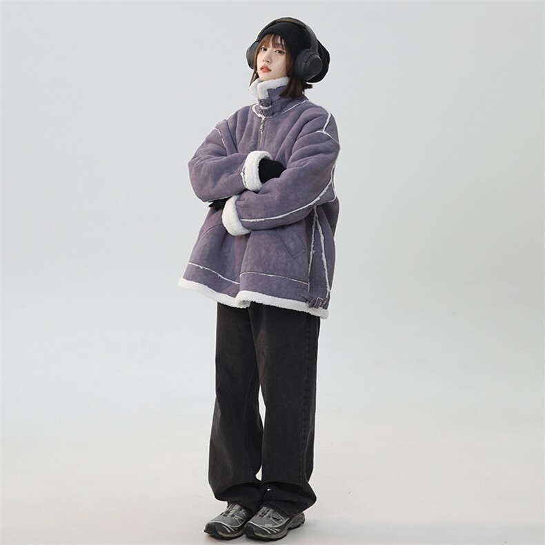 2025冬季新款港风复古高级棉服羊羔毛皮外套225-2-Y208-P158,男装棉衣,星座225-2