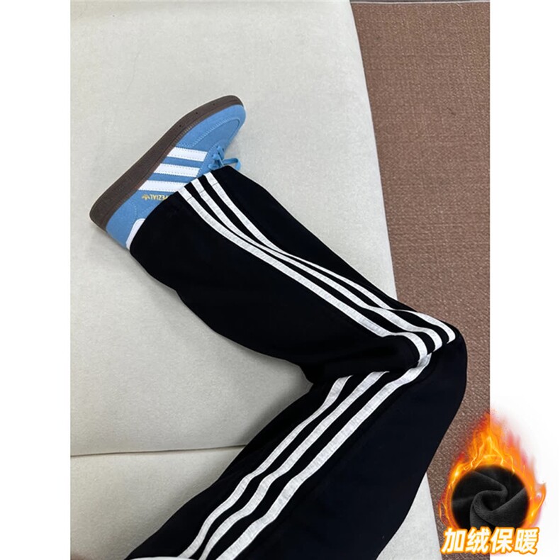 现货美式宽松直筒三条杠运动加绒卫裤男C315特P40,男装休闲裤,星座205-3