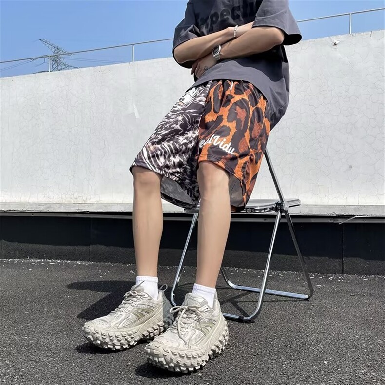 2024双拼豹纹夏季薄款休闲运动五分裤DK134-P28,男装牛仔裤,星座313A-2