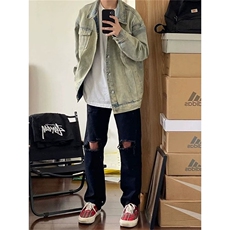 新款牛仔外套男秋季美式高街设计感工装夹克JK108-P57，男装工装外套，星座208-5