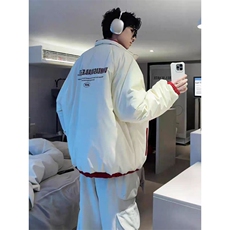 冬男两面穿棉衣条纹拼接字母印花宽松面包服棉袄外套MY8176P85，男装棉衣，星座1013-1