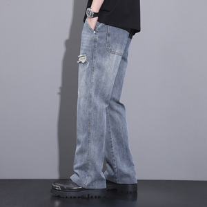 美式复古微喇裤男款高街ins2025春夏季垂感直筒阔腿长裤7001-P55图片