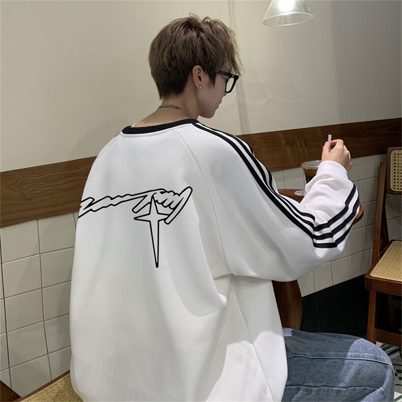 美式三杠条纹复圆领卫衣秋冬男女宽松长袖SW2455-P45控6850棉,男装卫衣,电商B370