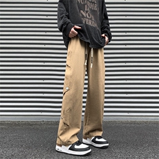 排扣伐木工装裤子男春秋季美式复古高街cleanfit宽松直筒休闲裤子，男装休闲裤，电商C305A