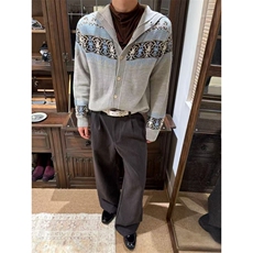 预售款~已下单Oclin费尔岛翻折领可调节毛衣开衫外套MY2579批68，男装针织衫/毛衣，星座1411A-6