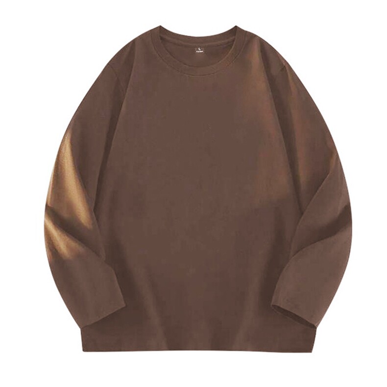 抖音得物高品质260克重磅精梳德绒保暖长袖T恤纯色打底针织衫DR00，男装T恤，电商A486