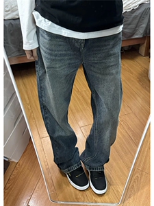 新款直筒牛仔裤男春秋款美式高街ins高级感显瘦长裤L21477-P45图片