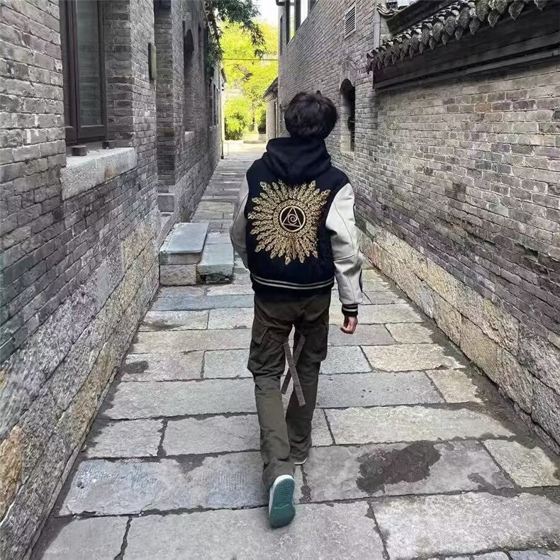 美式棒球服库里同款春秋外套男刺绣新款复古飞行员夹克HHF19P85,男装夹克,星座1013-5