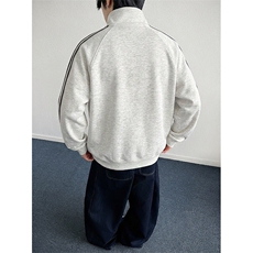 抖音得物品质26春装新款男女美式高街纯色半拉链织带立领卫衣CM29，男装卫衣，电商A486