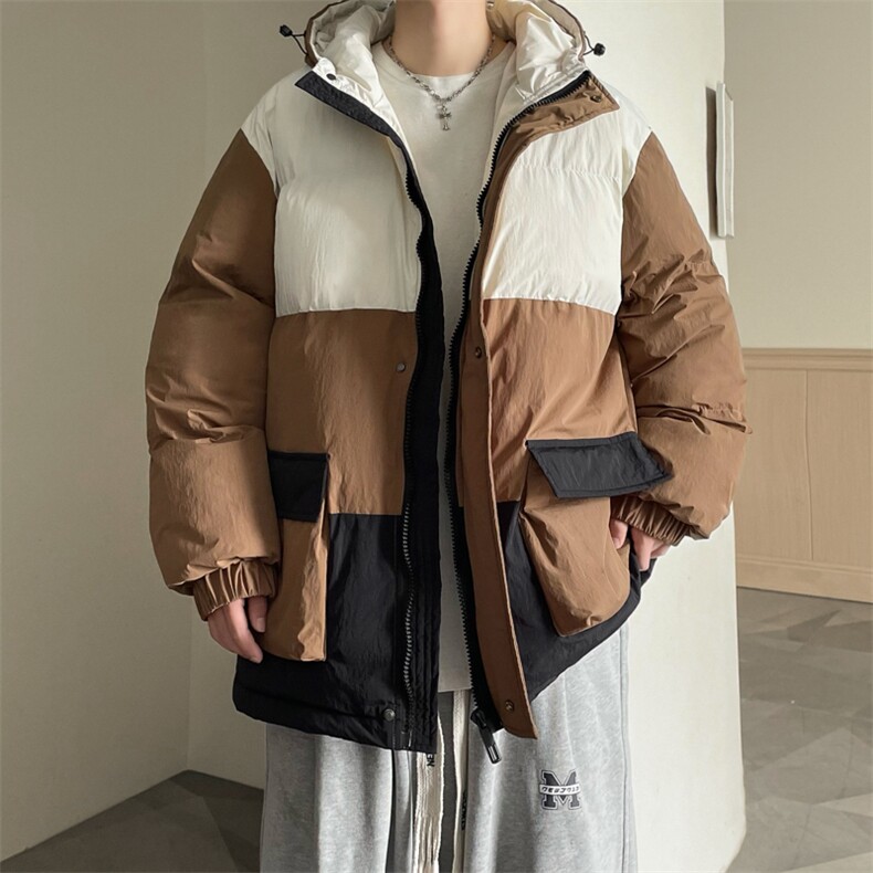 港风2025新品冬季宽松情侣装撞色棉衣棉服冬装加厚外套D008-P100,男装棉衣,星座717