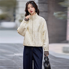 2026年冬季短款立领宽松型长袖插肩袖宽松夹克短外套女，女装短外套，微微衣阁
