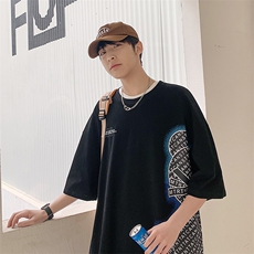 DX120P35港风纯短袖青少年学生百搭高街潮流宽松T恤纯上衣，男装T恤，星座1204-3
