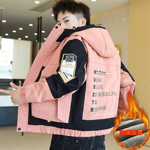 冬季长口袋棉服男模特加厚夹克风衣保暖外套工装棉衣米865加绒图片