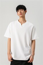 主推特批250克男装夏季新款大码宽松短袖T恤夏装V领打底衫S399P20，男装T恤，电商A233-1