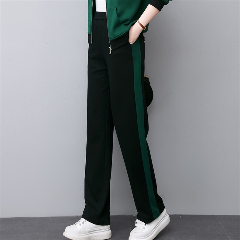 休闲裤子女春季2024新款时尚宽松洋气撞色修身直筒运动裤,女装休闲裤,涵誉