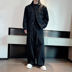 秋冬新款高级保暖连帽棉服外套弯刀裤套装男潮TZ353上衣135裤子78，男装棉衣，电商B267