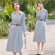 新款2026年春季气质翻领休闲连衣裙，女装连衣裙，盈茜