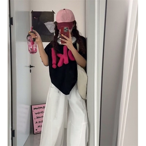 夏季新款美式复古OK字母短袖t恤3D立体情侣潮牌趣味ins上衣男女图片