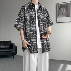 8XL-M花衬衫男短袖夏季薄款冰丝半袖宽松大码休闲外套DC28008P38，男装T恤，电商B312