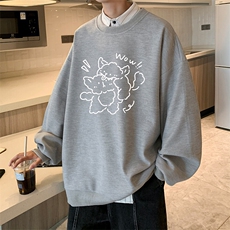 5XL华夫格卫衣男大码胖子圆领长袖t恤HW76427-P30，男装T恤，电商A040