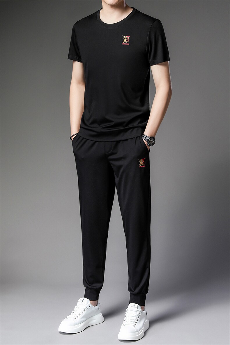 短袖t恤套装夏季两件套男士新款圆领半袖商务休闲服纯色男装服饰,男装休闲套装,电商B212（原钱塘6029）