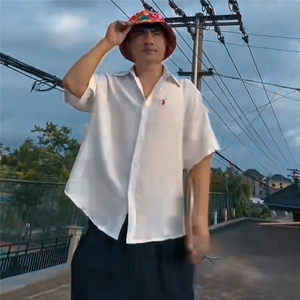 DC02男士短袖棉麻亚麻衬衫透气舒适面料凉爽透气衬衣慵懒风学院风图片