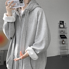 8XL-M朝牌情侣美式绑带设计连帽卫衣宽松开衫外套男女WY35P58，女装短外套，电商D206-1