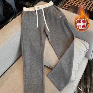 加绒加厚冬男女休闲裤刺绣保暖卫裤直筒长裤HK025 P45 加绒P50图片