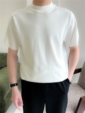 春夏男纯色半高领针织毛衣短袖纯色B2001-P45，男装针织衫/毛衣，星座1012-1