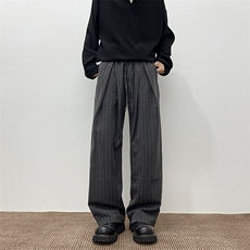 美式复古条纹休闲裤男款春秋季高级感宽松休闲西装裤子YZ8067-P50，男装西服套装，星座509