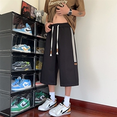 特批P28无差价2025夏季潮流拼接条纹港风大码七分裤休闲裤男K5697，男装牛仔裤，电商A001-1