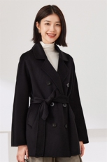 短款双排扣女士大衣2024年秋冬季新款双面呢羊绒大衣，女装双面呢大衣，织美生
