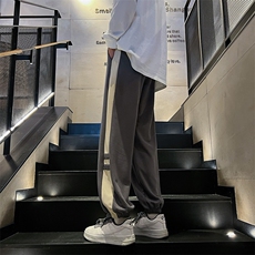 K011P45内景楼梯2024秋季新款华夫格直筒大码束脚百搭休闲裤，男装休闲裤，电商A026-1
