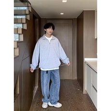 纯色卫衣男潮ins港风潮流半拉链W8801P36，男装卫衣，星座1116-2