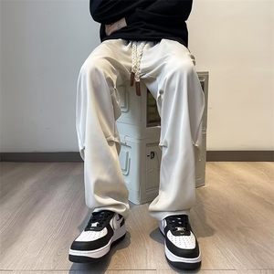 美式高街降落伞兵裤子男秋季薄款褶皱堆积设计感潮牌C952-P40图片