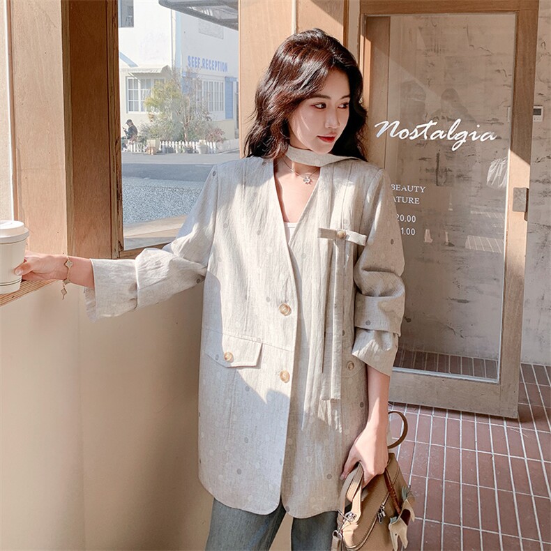 有大货春装波点飘带西装外套2C317A-8605-P155-K248,女装短外套,2C317A