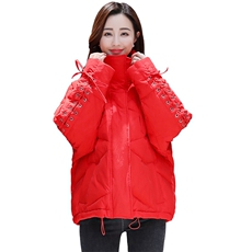 短款系带棉衣/棉服2020年冬季保暖舒适立领，女装棉衣/棉服，笃写