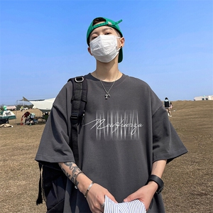 抖音得物二开 现货 220克夏装重磅美式高街宽松短袖t恤 MT150图片