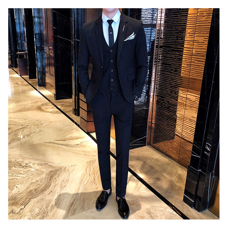 条纹男装西服套装三件套商务礼服1012-W8008,男装西服套装,星座1012