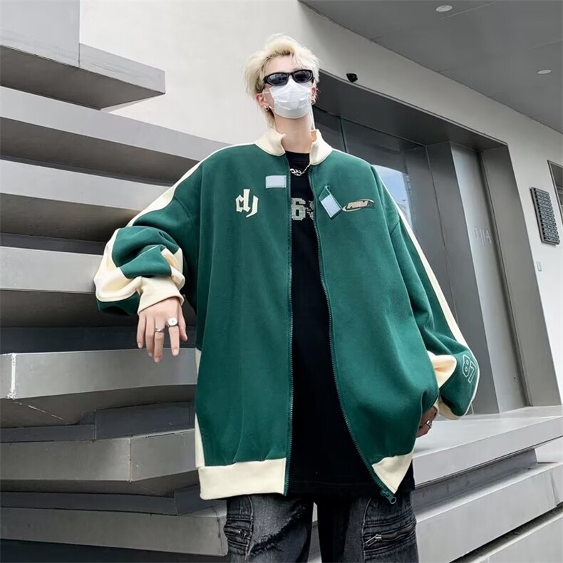 美式复古嘻哈字母拼色圆领卫衣男潮牌宽松QM49-P55图片
