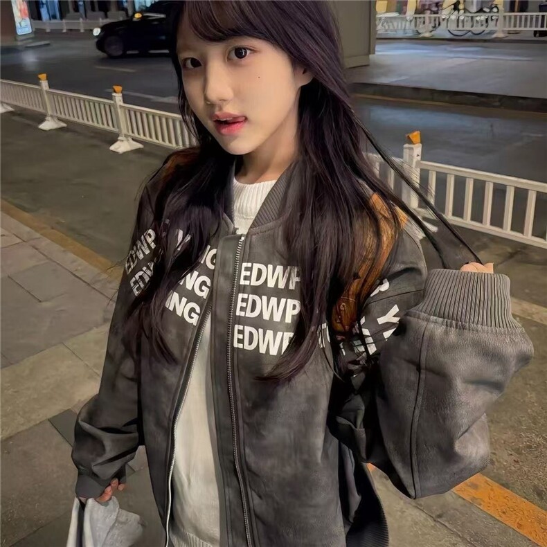 美式复古字母印花棒球服外套女秋冬高级感夹克情侣上衣WL911-P65,男装夹克,星座1008