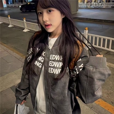 美式复古字母印花棒球服外套女秋冬高级感夹克情侣上衣WL911-P65，男装夹克，星座1008